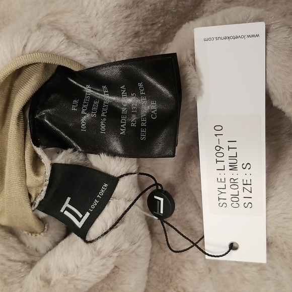 💕LOVE TOKEN💕 Eddie Faux Fur Reversible Hooded Coat ~ Plaid Print Small S NWT - Picture 16 of 16